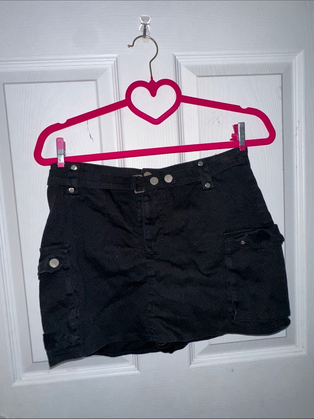 french kyss Black Cargo Mini Skirt with Utility Pockets